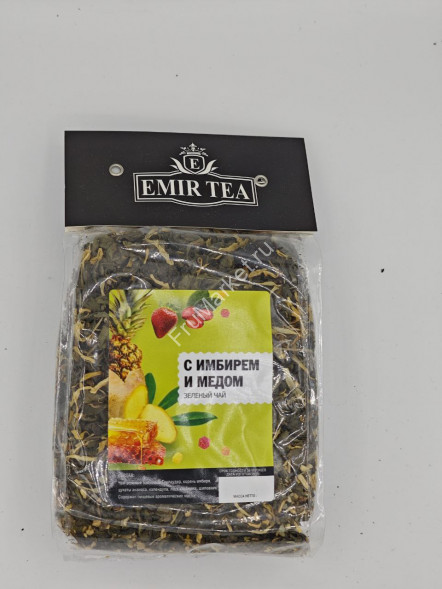 Фруктовый зеленый чай с Имбирем и мёдом листовой рассыпной с ягодами и фруктами Emir Tea 200 г