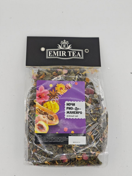 Фруктовый зеленый чай Ночи Рио де Жанейро листовой рассыпной с ягодами и фруктами Emir Tea 200 г