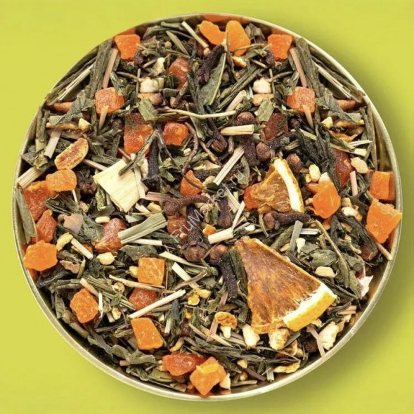 Фруктовый зеленый чай Апельсиновый листовой рассыпной с ягодами и фруктами Emir Tea 200 г