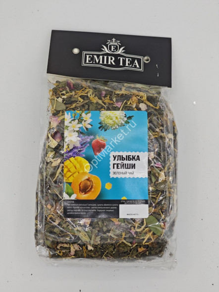 Фруктовый зеленый чай Улыбка Гейши листовой рассыпной с ягодами и фруктами Emir Tea 200 г