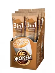 Кофе в пакетиках растворимый Жокей 3в1 со вкусом карамели 140 г
