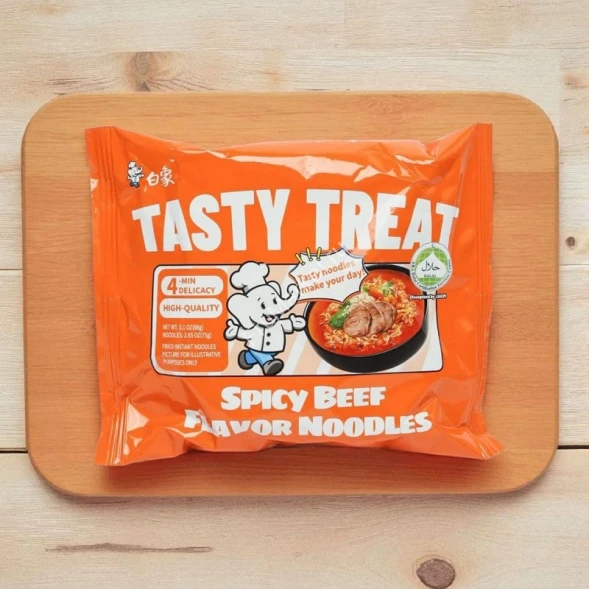 Китайская лапша быстрого приготовления Tasty Treat со вкусом острой говядины 84 г